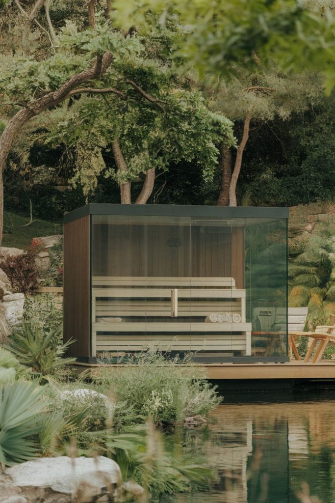 glass enclosed sauna
