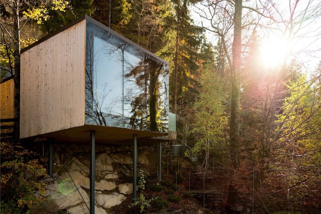 sauna in the woods on stilts