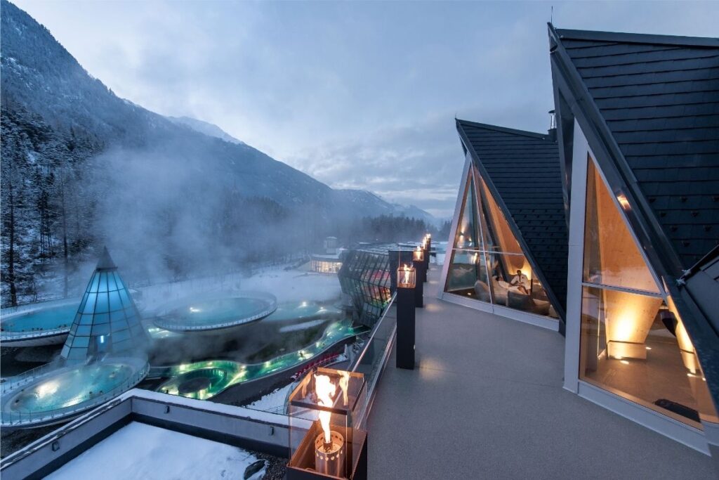 saunas and mineral pools in the Austrian Alps