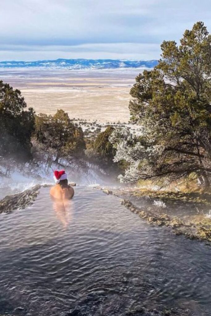 naked woman in a colorado hot spring