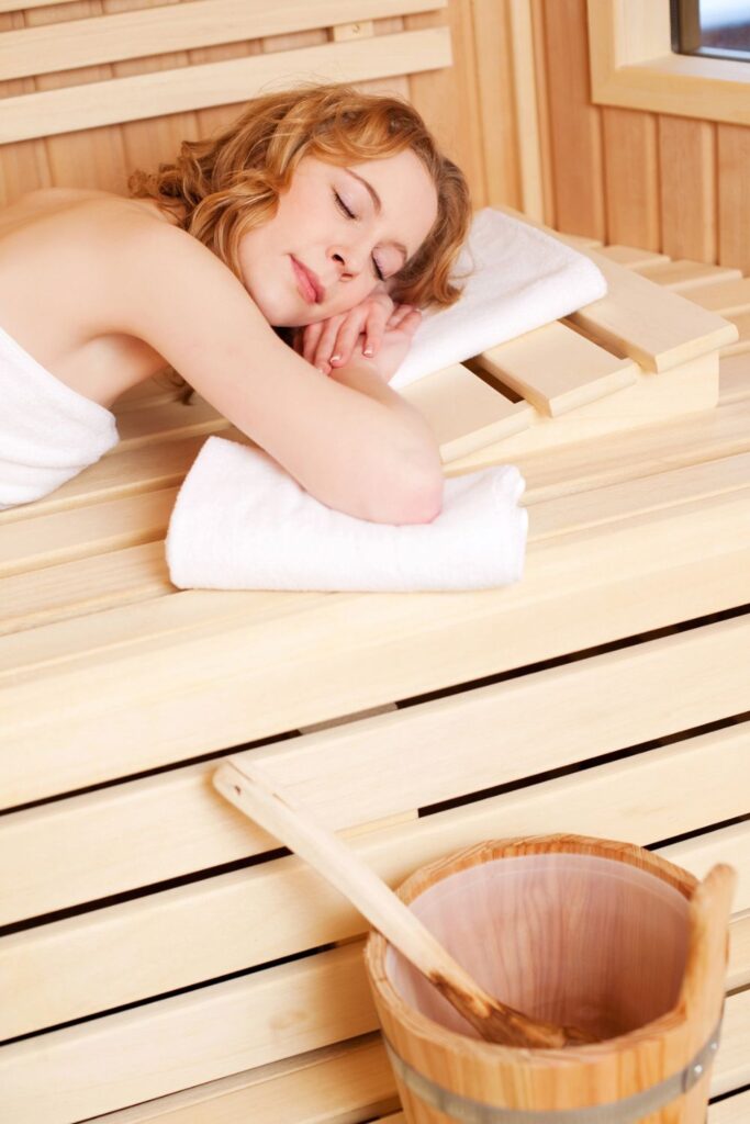 woman in a sauna