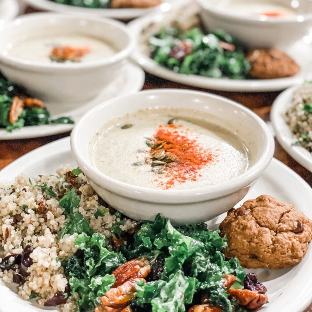 vegetarian soup and salad